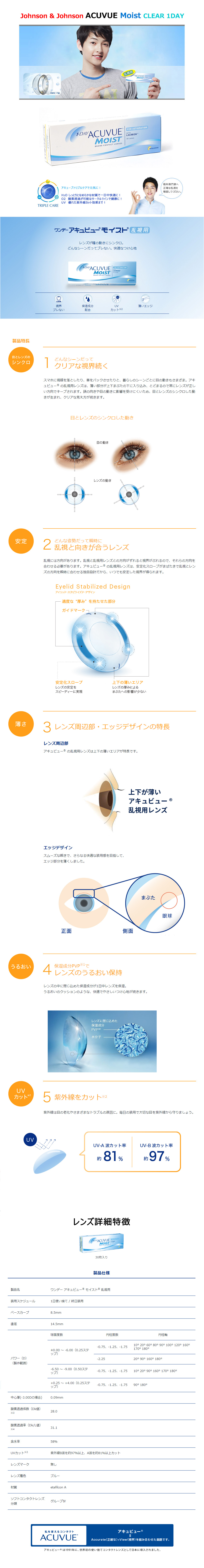 [Toric/1-Day] ACUVUE Moist Toric CLEAR (30pcs)