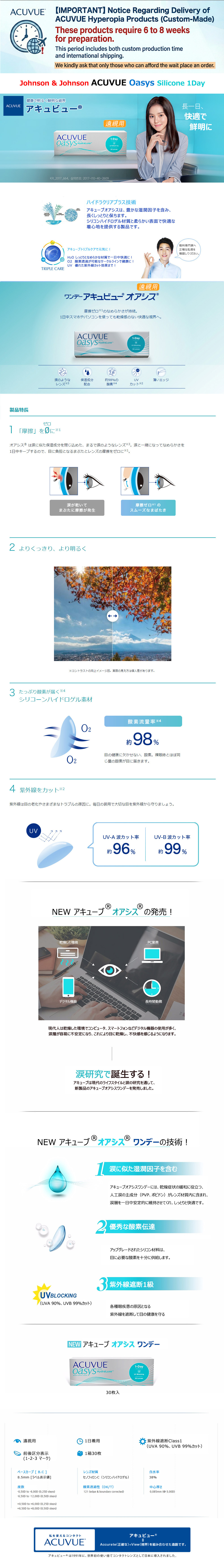 [Hyperopia/1-Day] ACUVUE Oasys Clear (30pcs)