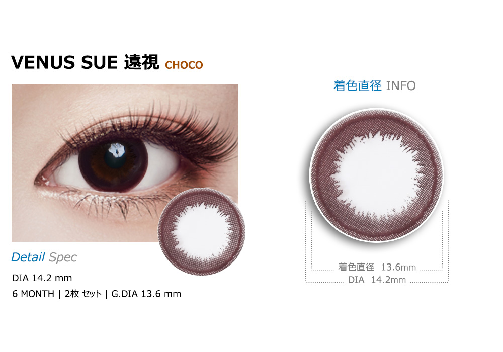 [Hyperopia/6-Month] VENUS SUE Choco (2pcs)