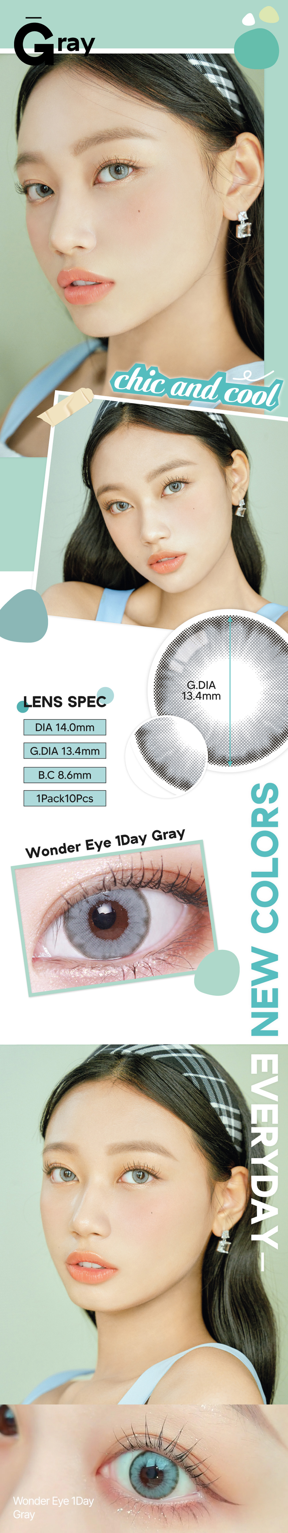 [1-Day]  Wonder eye Gray (10pcs)