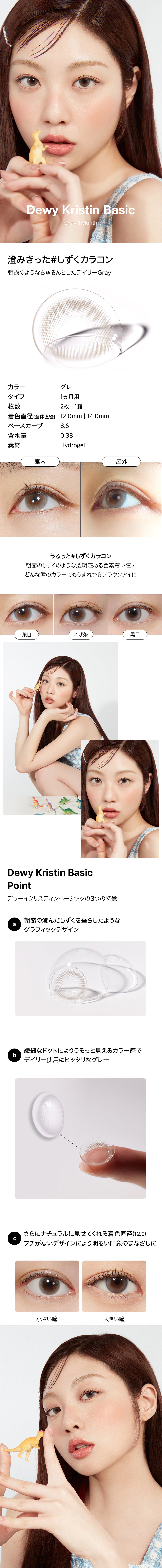 [1-Month] Dewy Kristin Basic Gray (10pcs)・HapaKristin