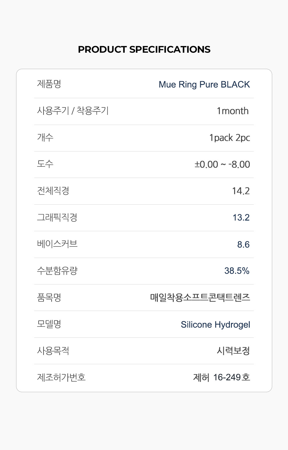 [1 Month] Mue Ring Pure BLACK (2pcs)