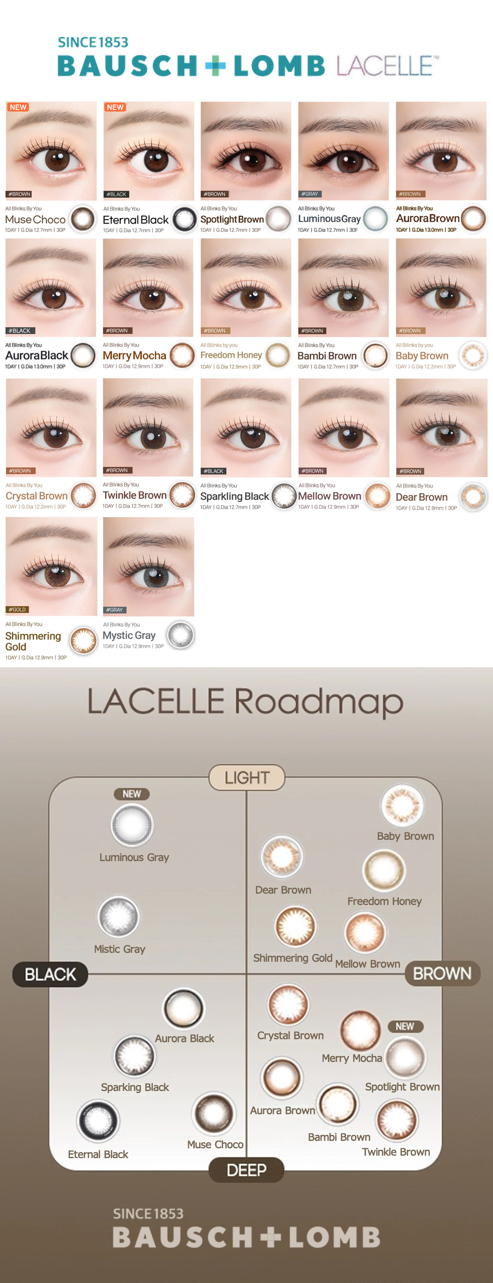 [1-Day] BAUSCH&LOMB LACELLE Muse Choco (30pcs)