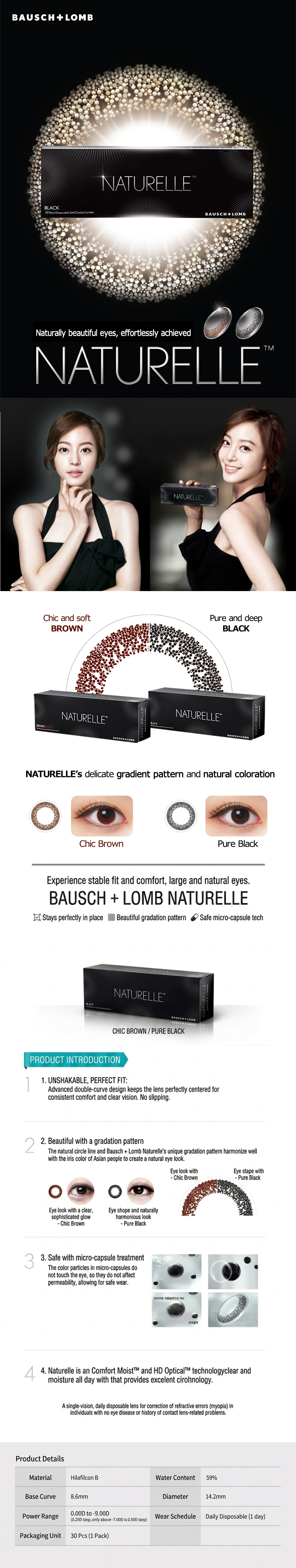 [1-Day] BAUSCH&LOMB NATURELLE Pure Black (30pcs)