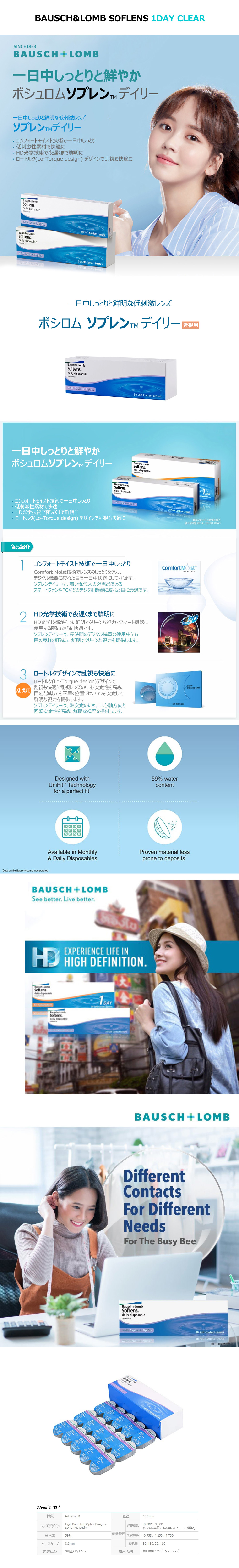 [1-Day] BAUSCH&LOMB SOFLENS Clear (30pcs)