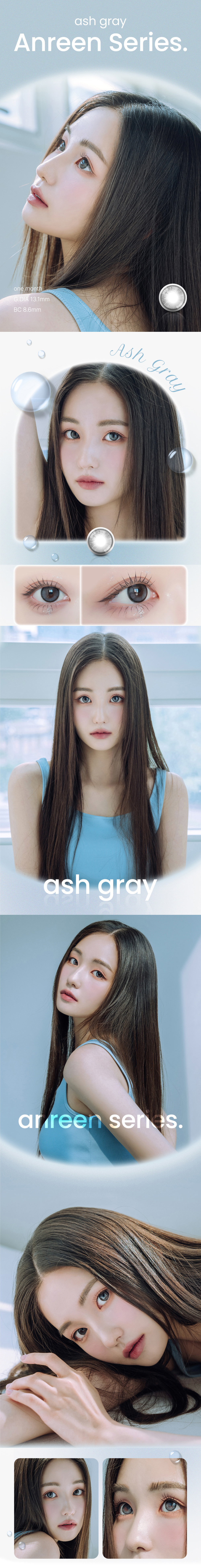 [1-Month] Anreen Series Ash Gray (2pcs)