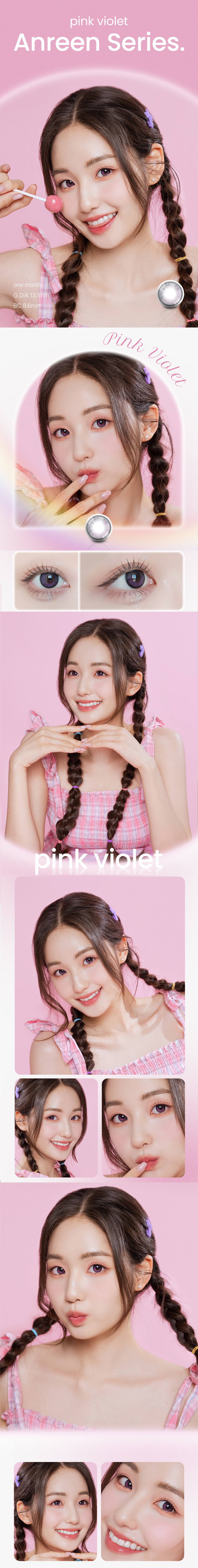 [1-Month] Anreen Series Pink &amp; Violet (2pcs)