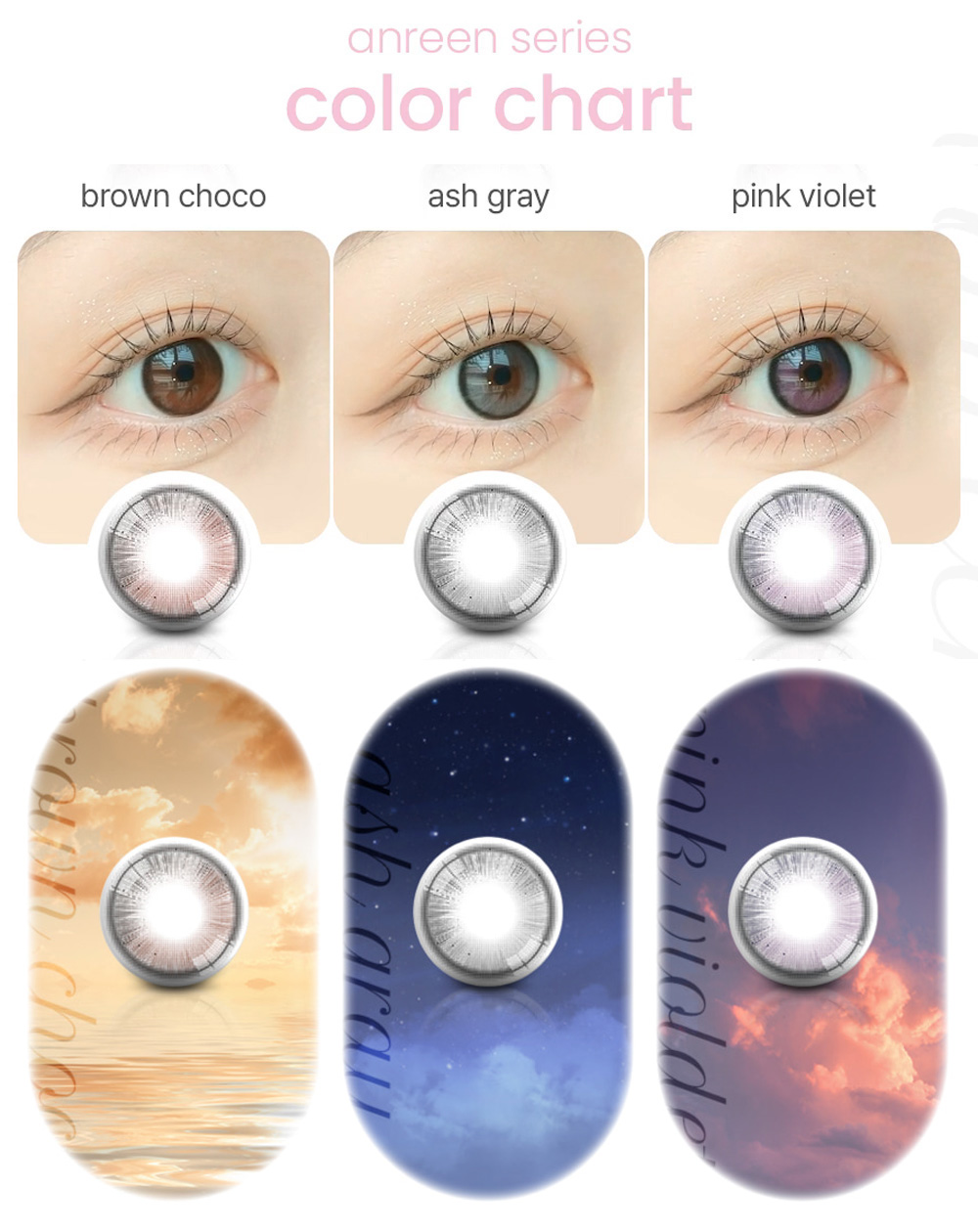 [1-Month] Anreen Series Pink &amp; Violet (2pcs)