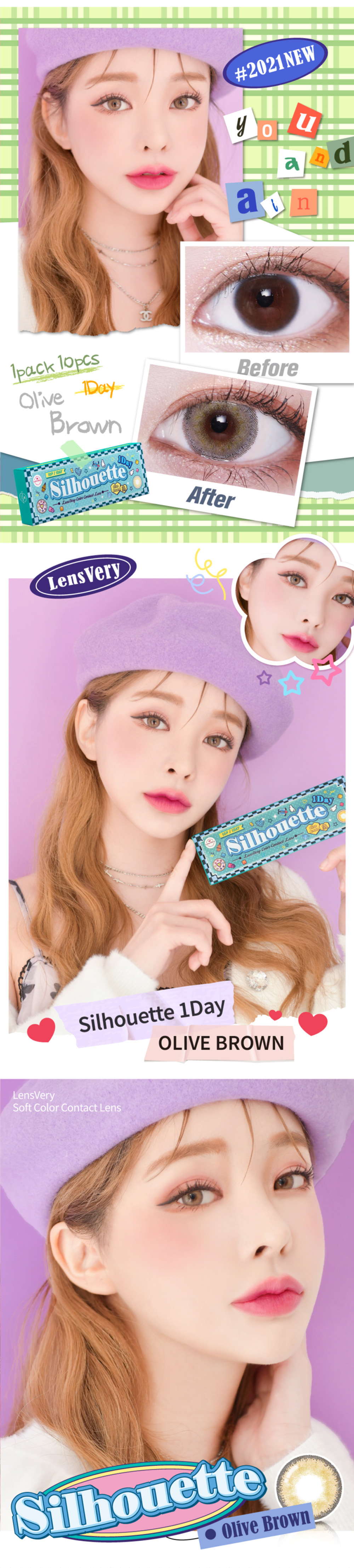 [1-Day] Silhouette Olive Brown (10pcs)