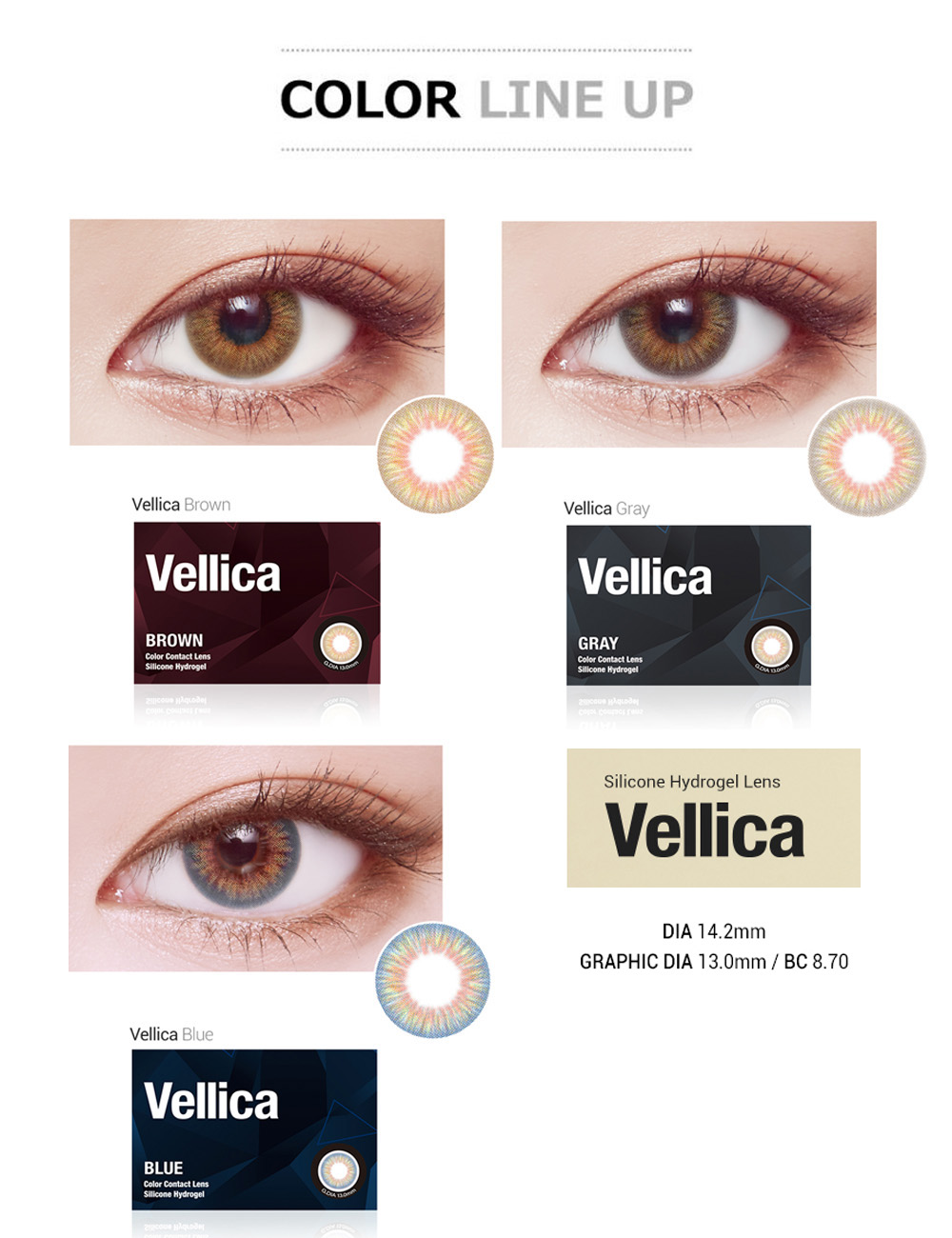 Vellica Silicone 1 Month (2pcs) [14.2mm] [1 Month/Blue]