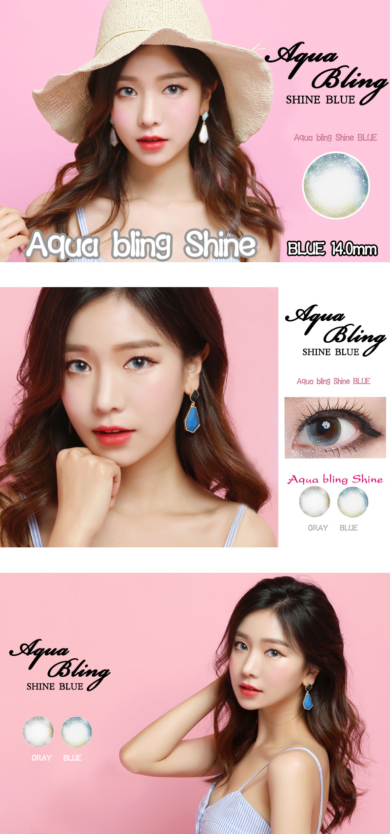 [6-Months] Aqua bling Shine Blue (2pcs)